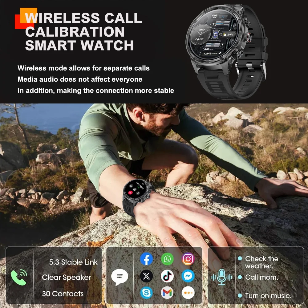 2026 new Outdoors Smart Watch 1.85''hd screen 710mAh Large battery Bluetooth call Health monitoring Sports Modes Waterproof GPS 2