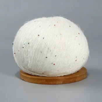 50g Lace  Mohair Yarn with Sequins  Crochet Knitting Yarn with Lurex Fashion Baby Soft Sweater Shawl Needlework Yarns with Loops 1