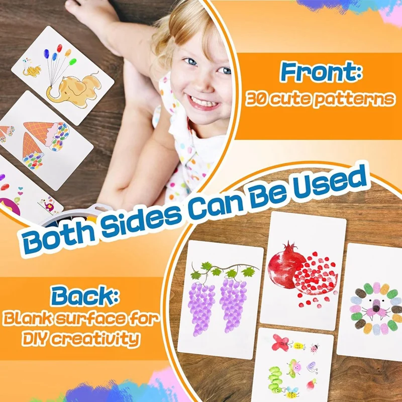 25 Colors Ink Pads With 30 Paint Pages, Washable DIY Stamp Pad, Non-Toxic Finger Painting Set 2 Pack