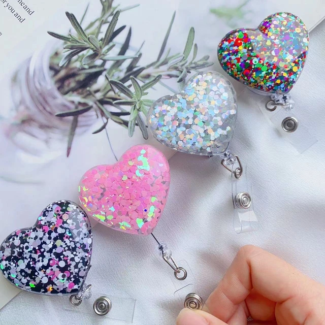 1pc Lot Love Heart Retractable Badge Holder Badge Clips for Nurse