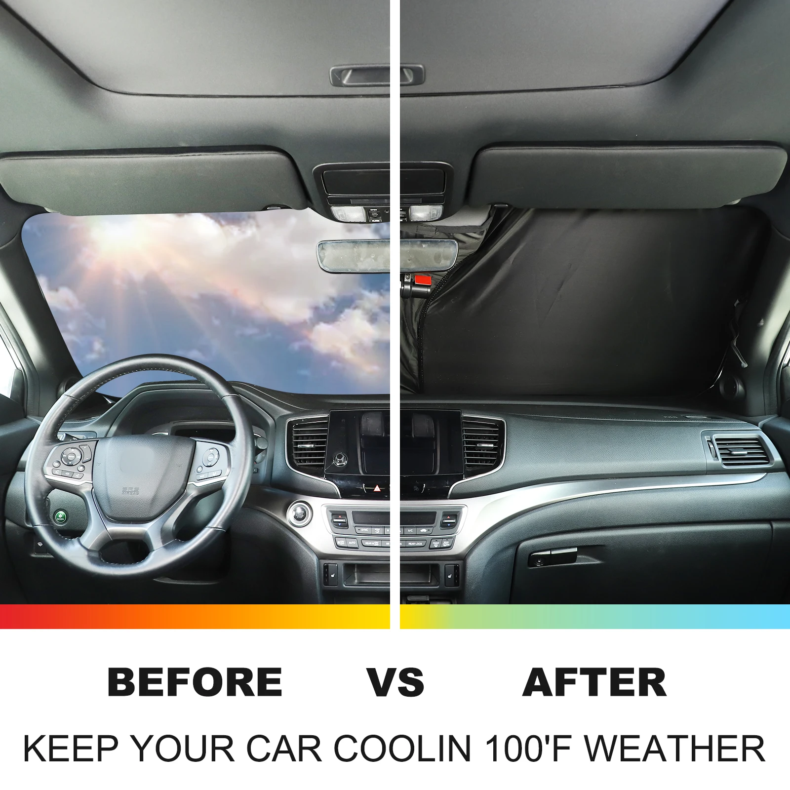 For Honda Pilot 2016- Silver Car Front Windshield Sunshade Sun Protection Visor Sunshade Car Accessories