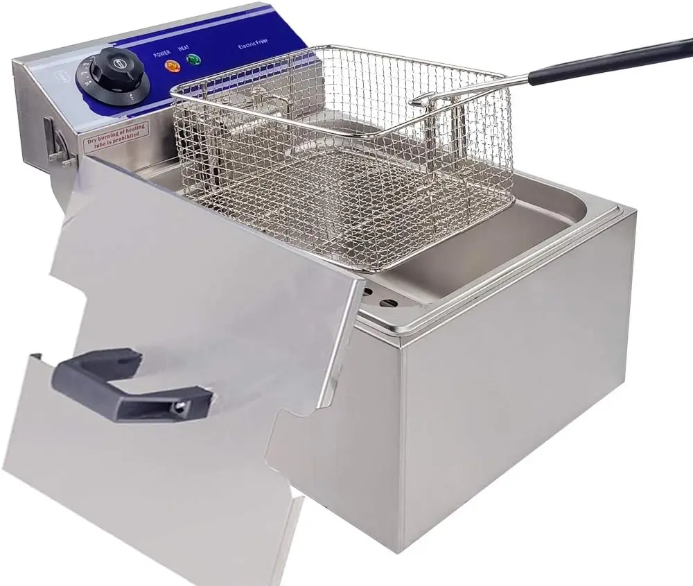 Commercial Electric Deep Fryer Countertop Stainless Steel Deep Fryer w/ Temperature Control Single Large Tank French Fries