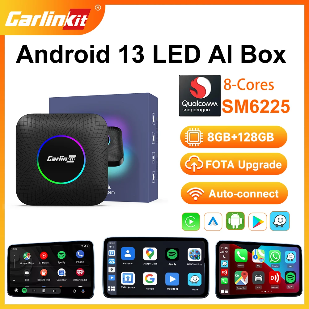 

CarlinKit Smart AI Box Android 13.0 CarPlay TV Box For Netflix Youtube Wireless Android Auto CarPlay Streaming Box FOTA Upgrade