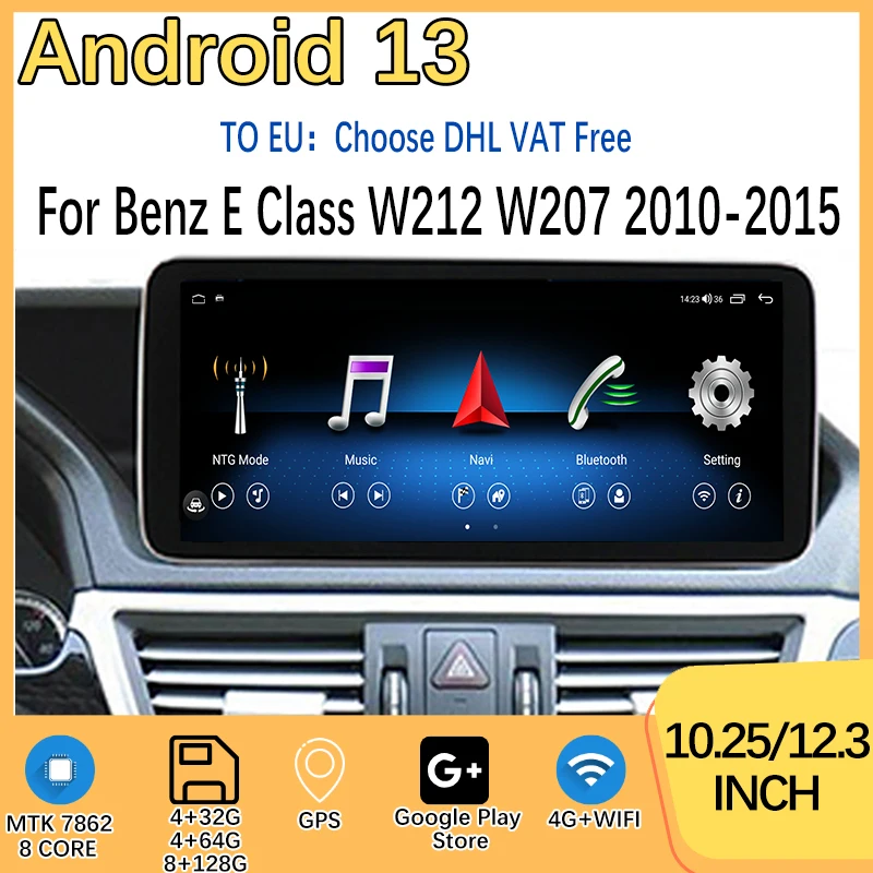 

Android13 64G 128G 12.5" 10.25" MTK7862 For Mercedes Benz E Class W212 GPS Navigation Multimedia Video Radio Player Bluetooth 4G