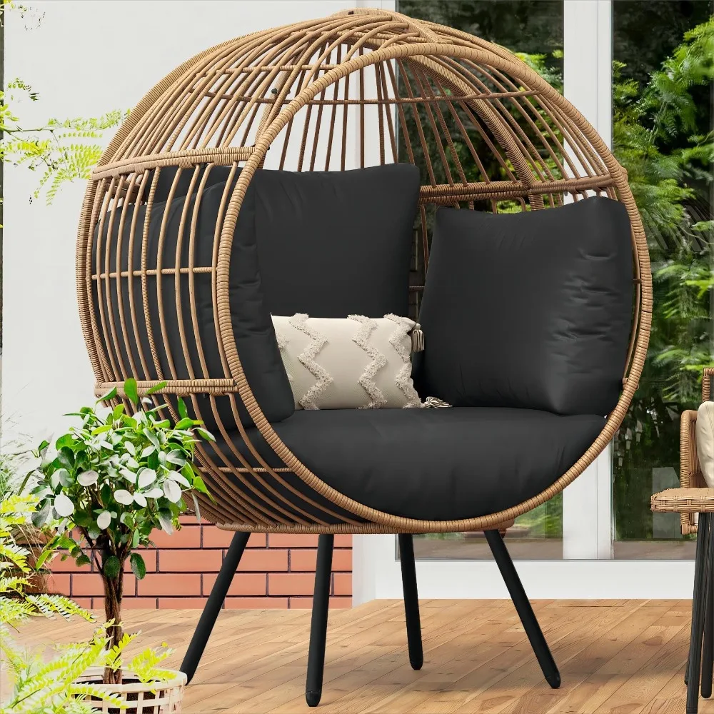 

2024 New Egg Chair Wicker Outdoor Indoor, Oversized Lounger with 370lbs Capacity Large Egg Chairs