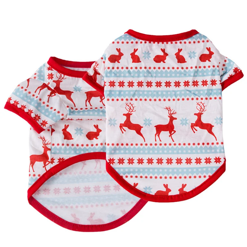 Christmas Dog Clothes For Small Dogs Cute Soft Dog Shirt Fashion Print Puppy Costumes Thin Cat Shirt Pet Pullovers Supplies pet dog shirt