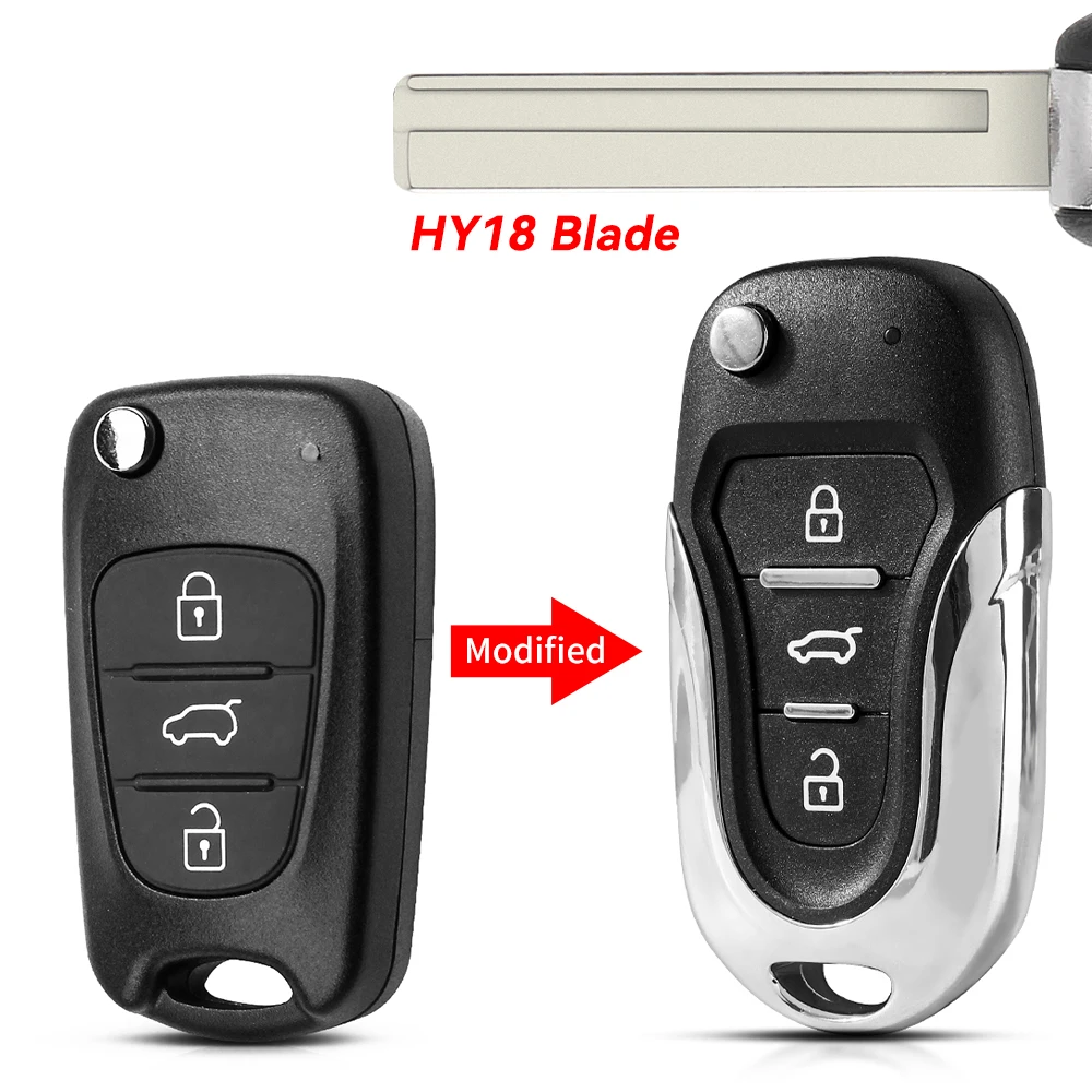 KEYYOU For Hyundai I20 I30 IX35 I35 Accent For Kia Picanto Sportage K5 3  Buttons Modified Flip Car Key Case