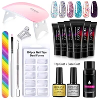 Poly Nail Gel Full Set With 6W LED Lamp Nail Set For Beginner Nail Tips Art 3D Design Decoration Extension Manicure Tools Kit 2