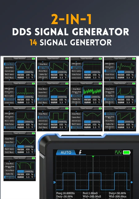 FNIRSI DSO153 Digital Portable Oscilloscope Signal Generator 2in1 1MHz Bandwidth 5MSa/s Sampling Rate Electronics Repair Tools 2