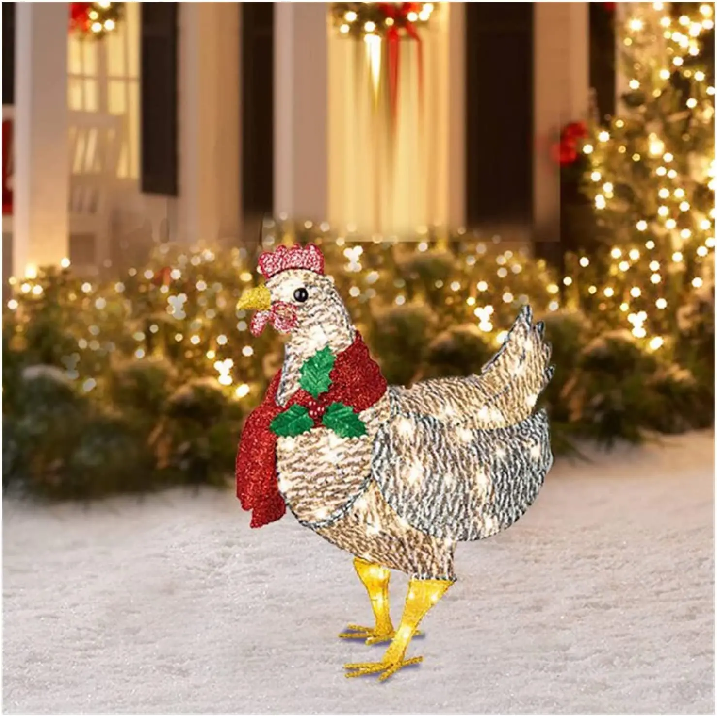 Illuminated Decorative Hen Scarf illuminated hen decor