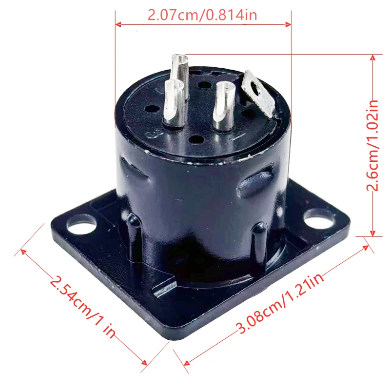 NL4-Buchse 4 Stück 3-Pin XLR Stecker Schwarz Metall Quadratisch MW Audio Mikrofon Audio-Buchse Anschluss für Mischpult – Detail 1