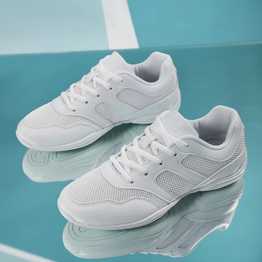 ARKKG Girls White Cheer Shoes Trainers Breathable Training Dance Tennis Shoes Lightweight Youth Cheer Competition Sneakers arkkg girls white cheerleading shoes kids soft bottom cheer shoes mesh breathable womens competition trainer shoes dance shoes