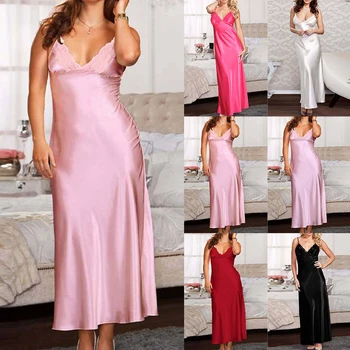 2024 Sexy Fancy Lingeries Womens Silk Satin Nightdress Sleepwear Nightgown Long Nightwear Loungewear Babydoll Bathrobe Pajamas