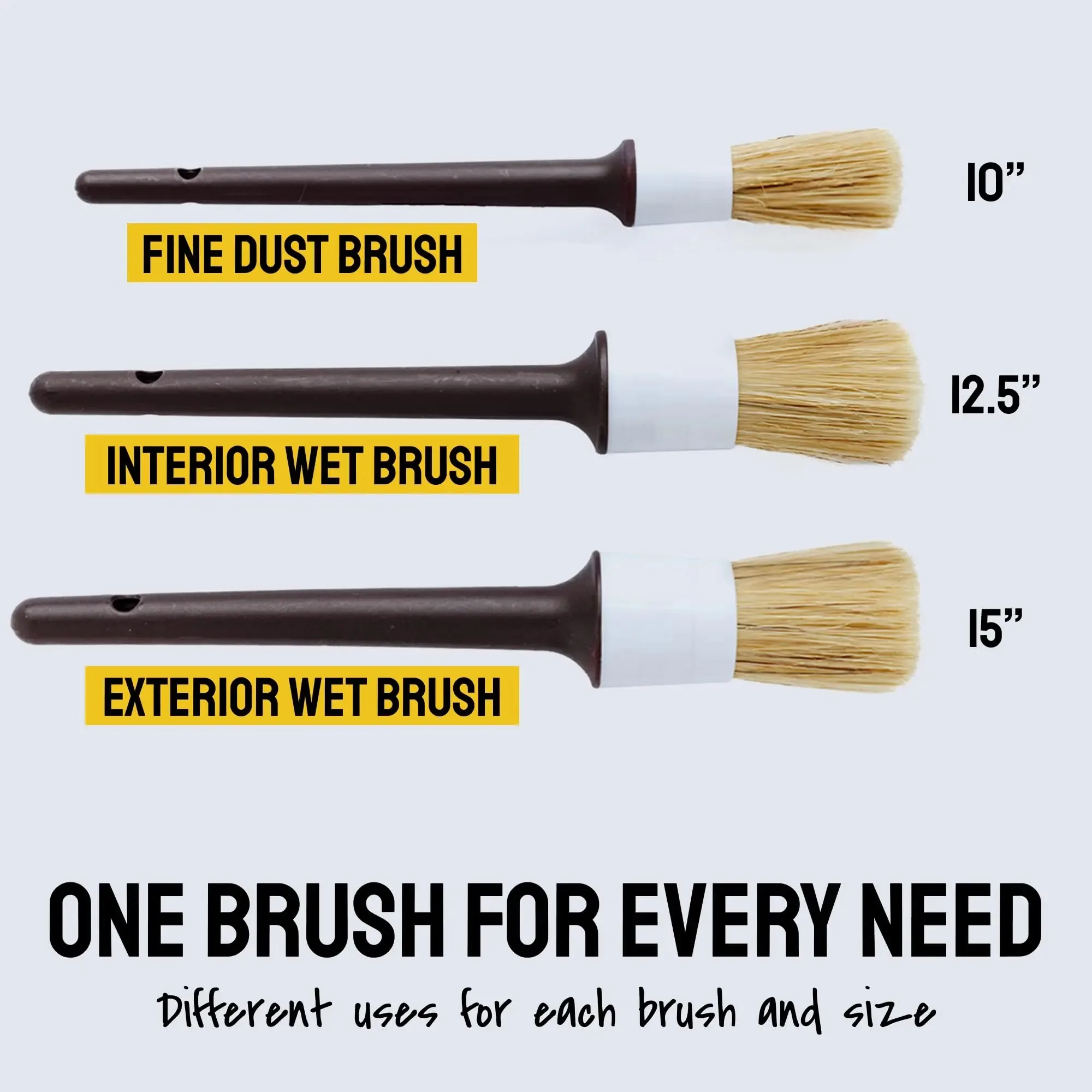 UNTIOR Detail Dudes Boars Hair Ultra Soft Car Detail Brushes 3/5Pcs for Washing Emblems Wheels Interior Auto Accessories
