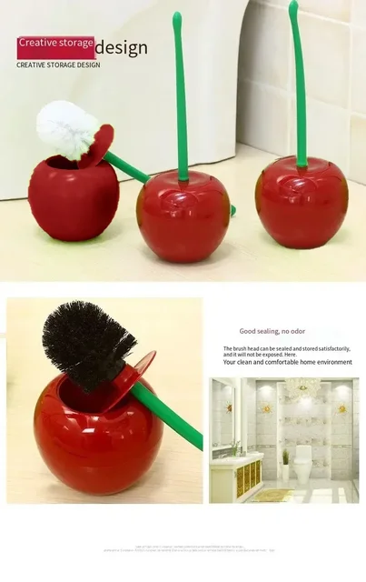 1pc scopino rosso creativo adorabile forma di ciliegia lavabo porta scopino set porta scopino accessori da bagno 6