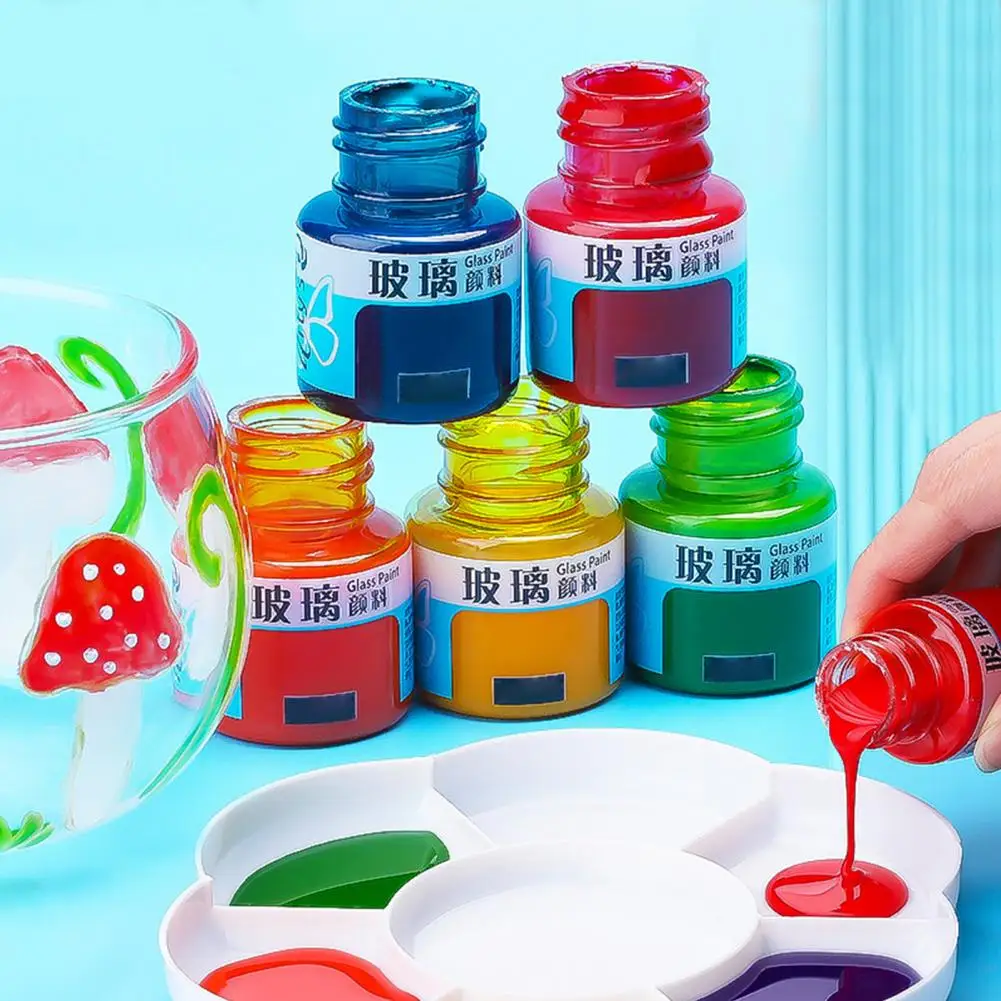 20ml Safe Healthy Glass Paint Vibrant Color Siliceous Glass-Color Paint Wine Bottle Ceramic Glass Pigment Student Art Supplies