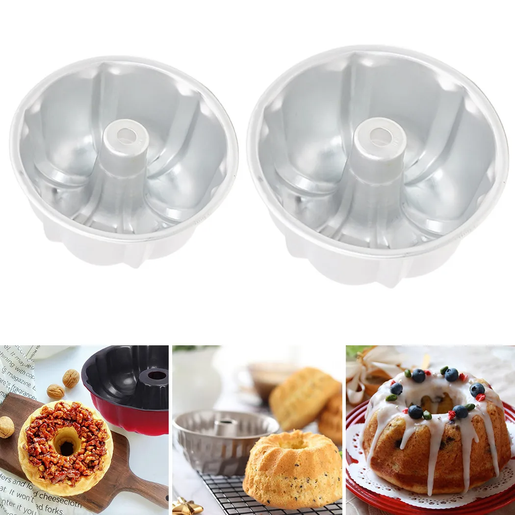 Round Cake Pan Hollow Chimney Cake Mold Non Stick Mould Fluted Ring Tin Pan Tray Kugelhopf Baking cake molds