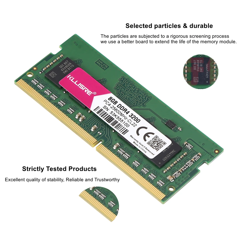 Kllisre DDR4 8GB 2666MHz 3200MHz Sodimm Laptop Ram Memory