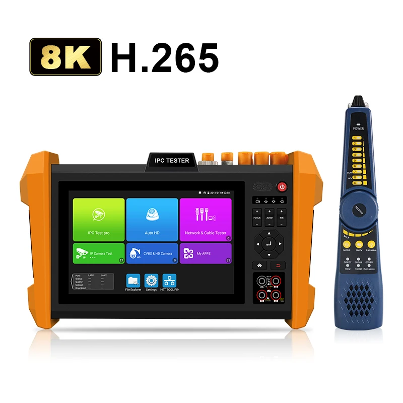 8K H.265 CCTV Tester New Android System K15-CLMOVTADHSEF 7 inch IPC Tester SFP optical module AHD CVI TVI SDI HDMI VGA INPUT