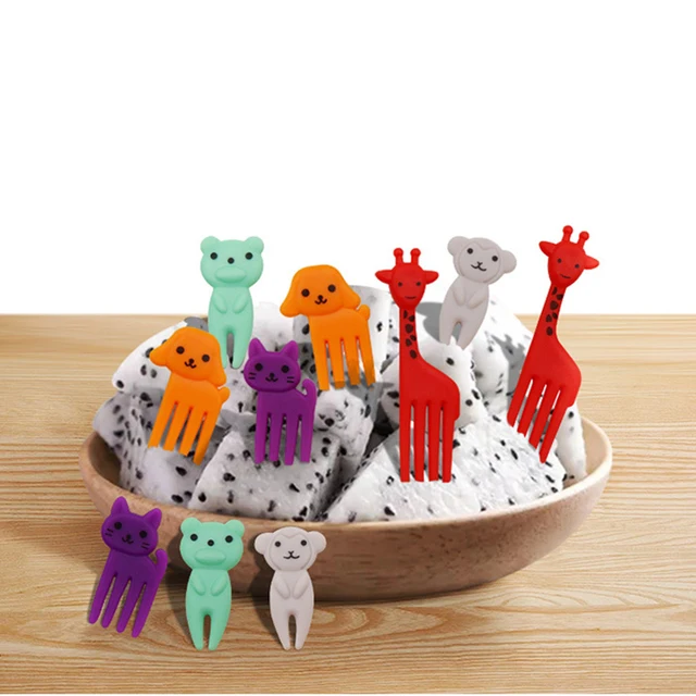 Kawaii Aranyos Rajzfilm Dinoszaurusz Mini Gyümölcsvillák Gyerekeknek Gyerekek Állatok Élelmiszer -Válogatás Botok Nyársok Bento Ebéd Kiegészítők - Image 5
