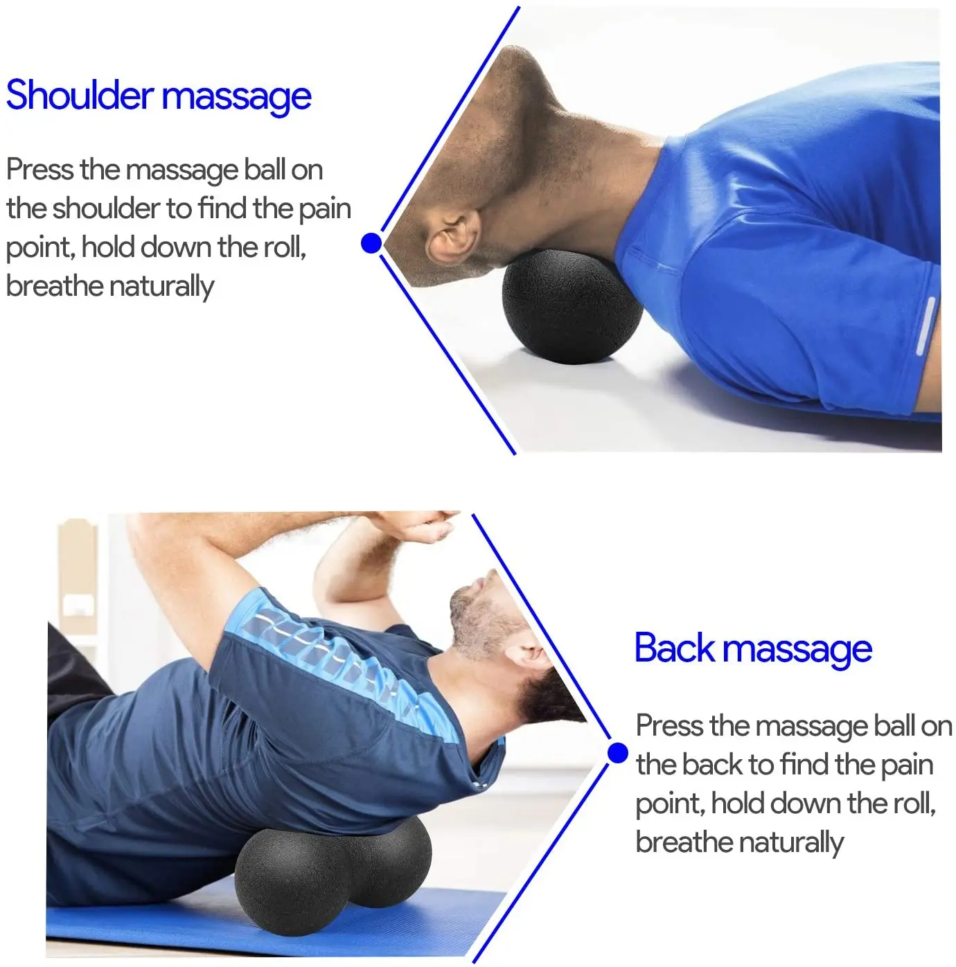 Description Picture 4 of itemNew 4/1PC Fitness Massage Ball Set Yoga Roller Double Lacrosse Mobility Ball for Myofascial Physical Therapy Deep Tissue Massage