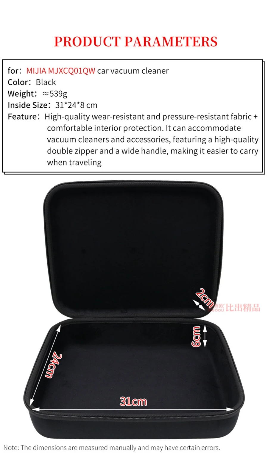 Hard EVA Storage Bag for XIAOMI MIJIA MJXCQ01QW Car Vacuum Cleaner Box Portable Vacuum Sweeper Travel Carrying Case