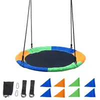Flying Saucer Tree Swing Set 100CM Garden Swing Kids Hanging Seat Indoor Outdoor Platform Saucer 660lb Kids & Adult Outdoor Toy 1