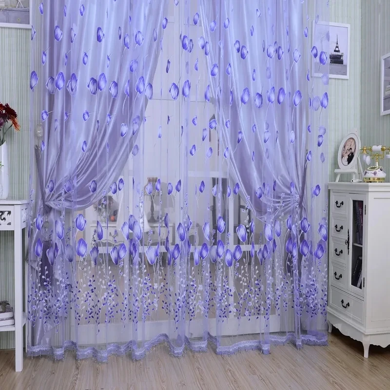 

Printed transparent curtains, living room transparent curtains, balcony, bedroom screen curtains
