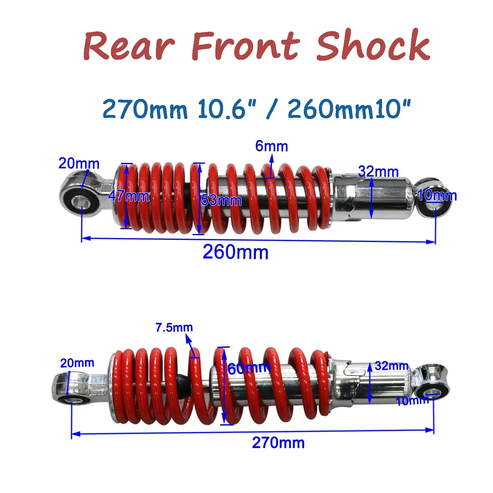Motorbike Rear Spring Preloader TDPRO-400lbs-260mm-Front-270mm-700lbs-Rear-Spring-Shock-Suspension-for ...