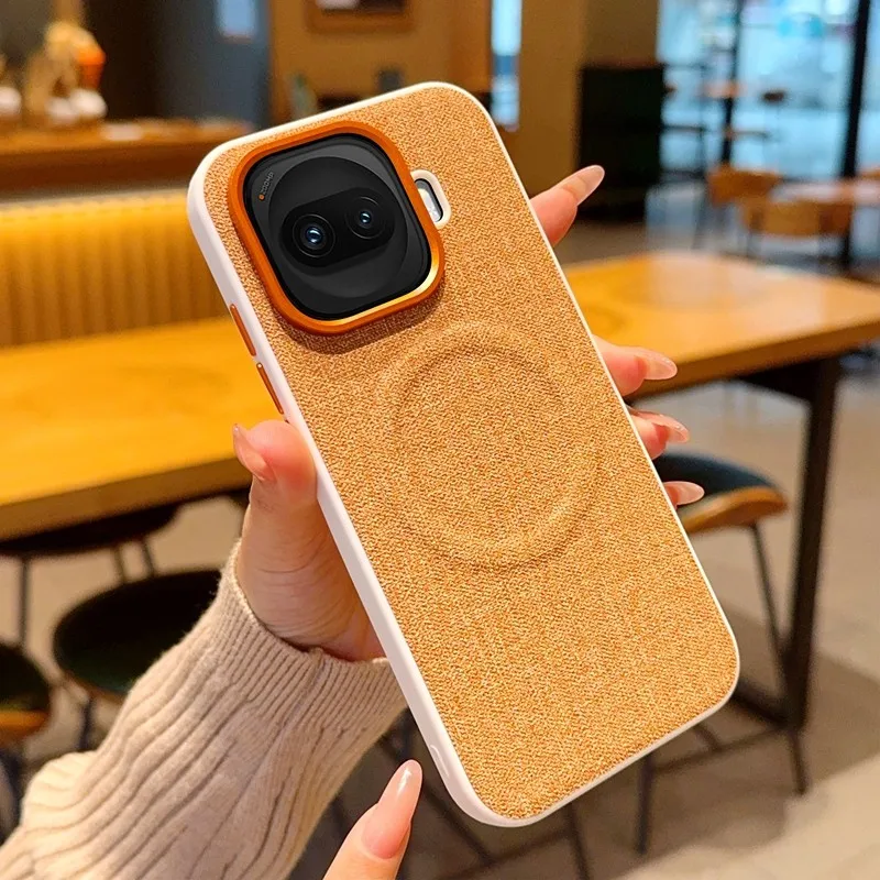 Luxury Cloth Pattern Magnetic Phone Case with MagSafe Compatibility