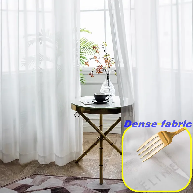 짙은 얇은 명주 그물 원단 크림 화이트 아이보리 S 폴드, 거실 침실 창문 다짐 테이프, 보일 파도 커튼