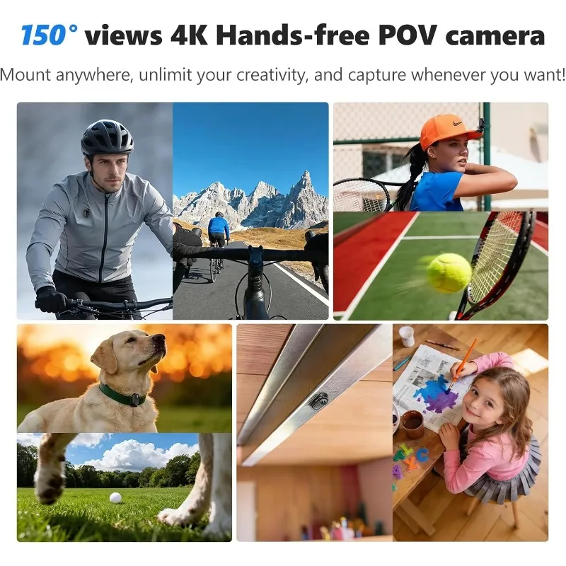 4K 방수 액션 카메라 EIS 마그네틱 미니 스포츠 카메라 POV 휴대용 WiFi 바디캠 충전 케이스 포함 Vlog 32G 카드