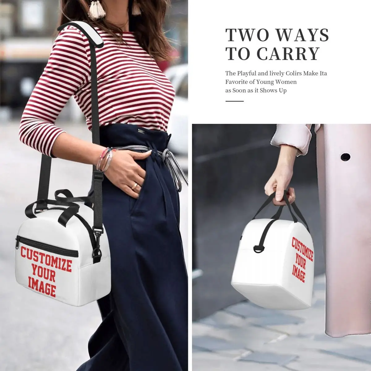 Your Image Large Thermal Insulated Lunch Bags With Adjustable Shoulder Strap Portable Bento Box Cooler Thermal Lunch Box