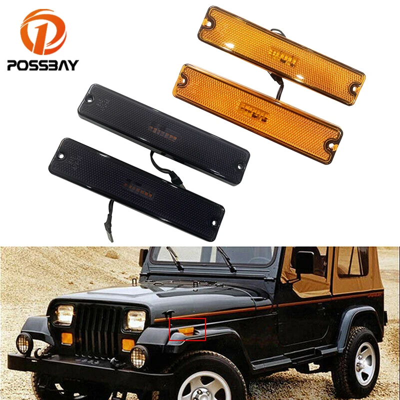 1 Pair Led Front Side Marker Light Turn Signal Lamps Amber For Jeep  Wrangler Yj 1987 1988 1989 1990 1991 1992 1993 1994 1995 - Signal Lamp -  AliExpress