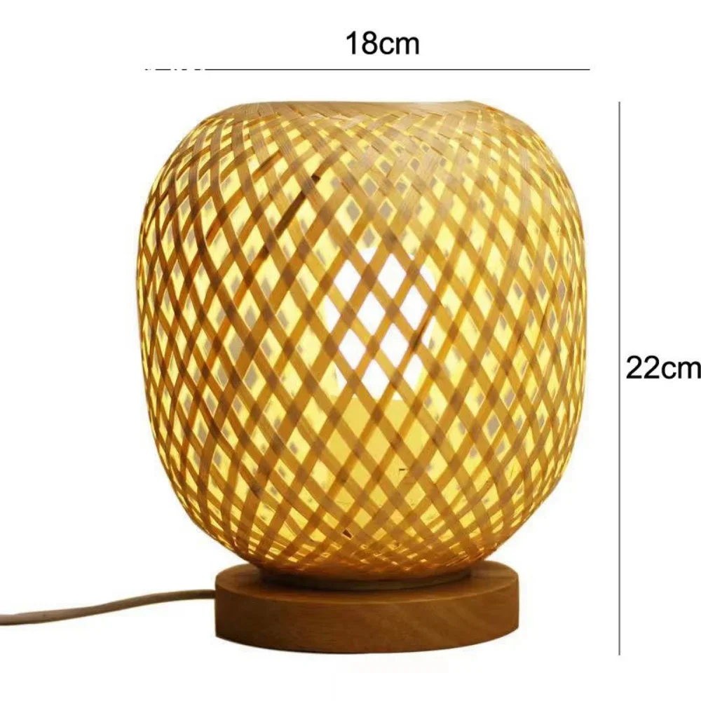 Bamboo Weaving Table Lamp with Handmade Natural Wooden Base Retro Desk Lamp Reading Light Home Decor Table desk lamp