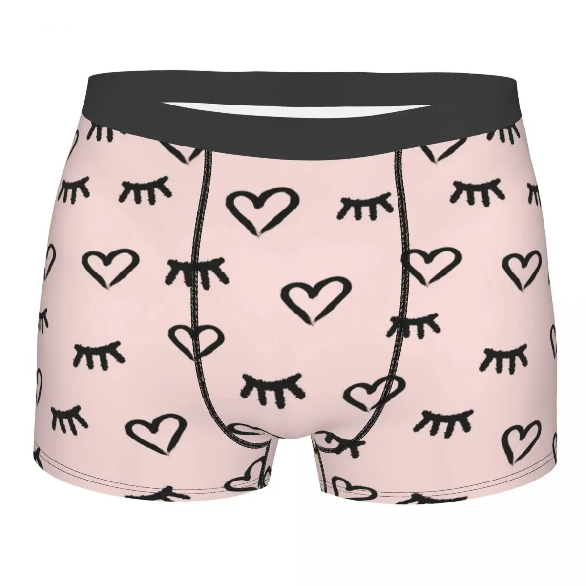 

Man Boxer Briefs Shorts Panties pattern with hearts and closed eyes Soft Underwear Homme Humor Plus Size Underpants