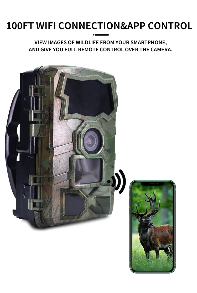 Outdoor WiFi Trail Camera Bluetooth 4K 32MP Game Camera 850NM Night Vision Motio