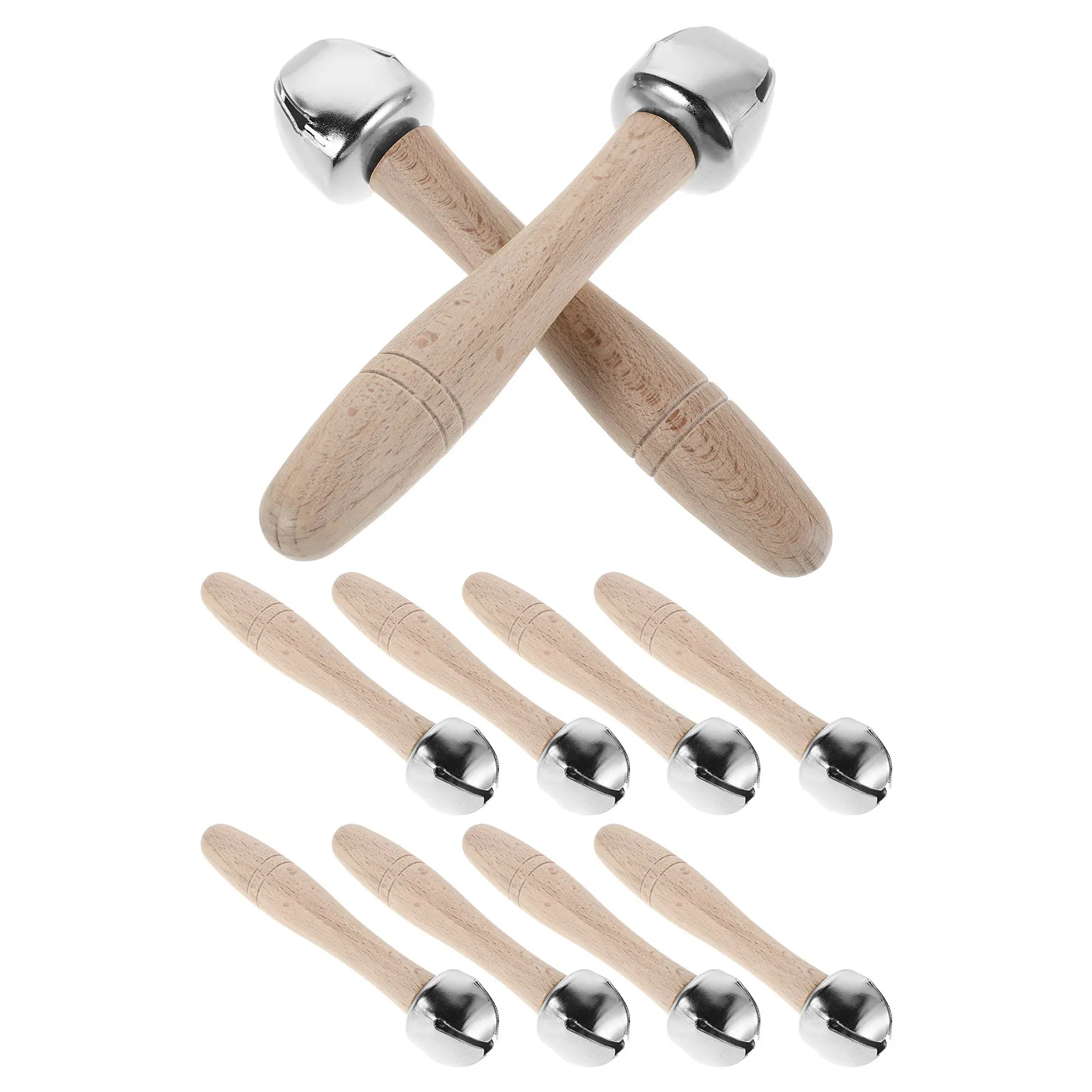10Pcs 나무 종소리 벨 용 휴대용 디자인 명확하고 기분 좋은 톤 보육원 음악 활동 교사 책상 벨 몬테소리