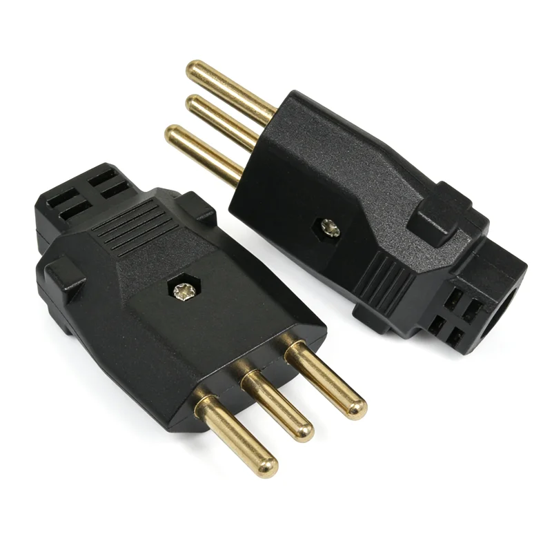 5pcs 검정색 구리 20A 250V 분리형 배선 플러그 브라질 표준 재배선 가능 전원 플러그 NBR 14136 전원 코드용 남성 커넥터