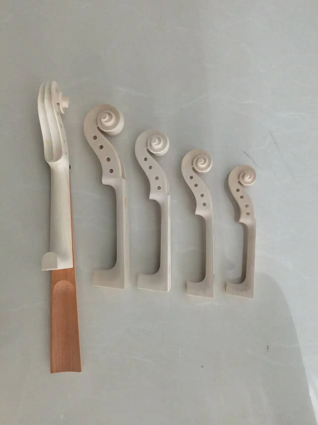Unfinished 4/4 3/4 1/2 1/8 Violin White Neck Head+ Natural Ebony Fingerboard Violin Parts Unvarnished