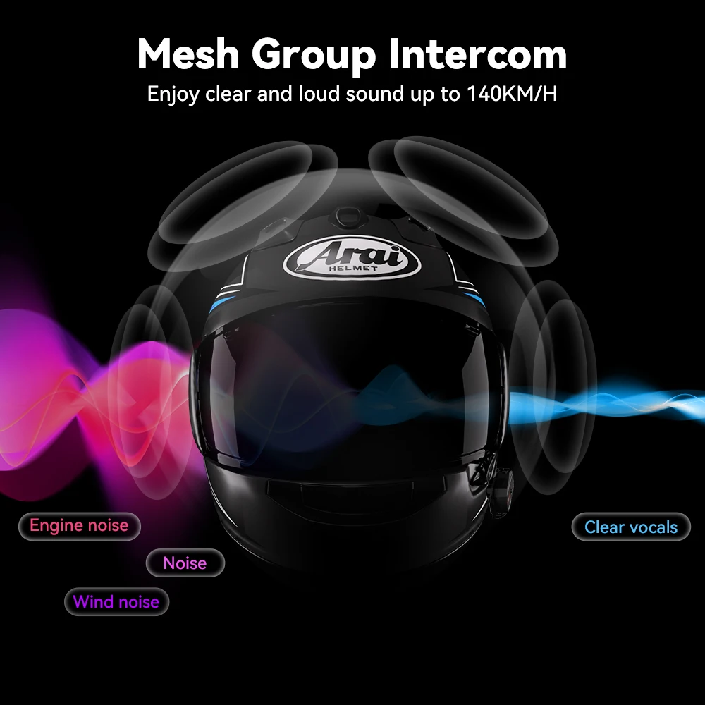 Motorrad Intercom Headset Bluetooth Wasserdicht Für 2 Fahrer_voghion.com