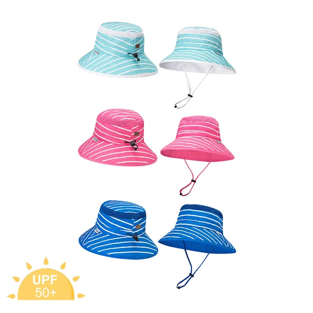 Adjustable Kids Play Hats Toddlers Sun Hat UPF50+Bucket Stay-on Chin-Strap Outdoor Beach Play Sun Protection Cap for Ages 2~12 6