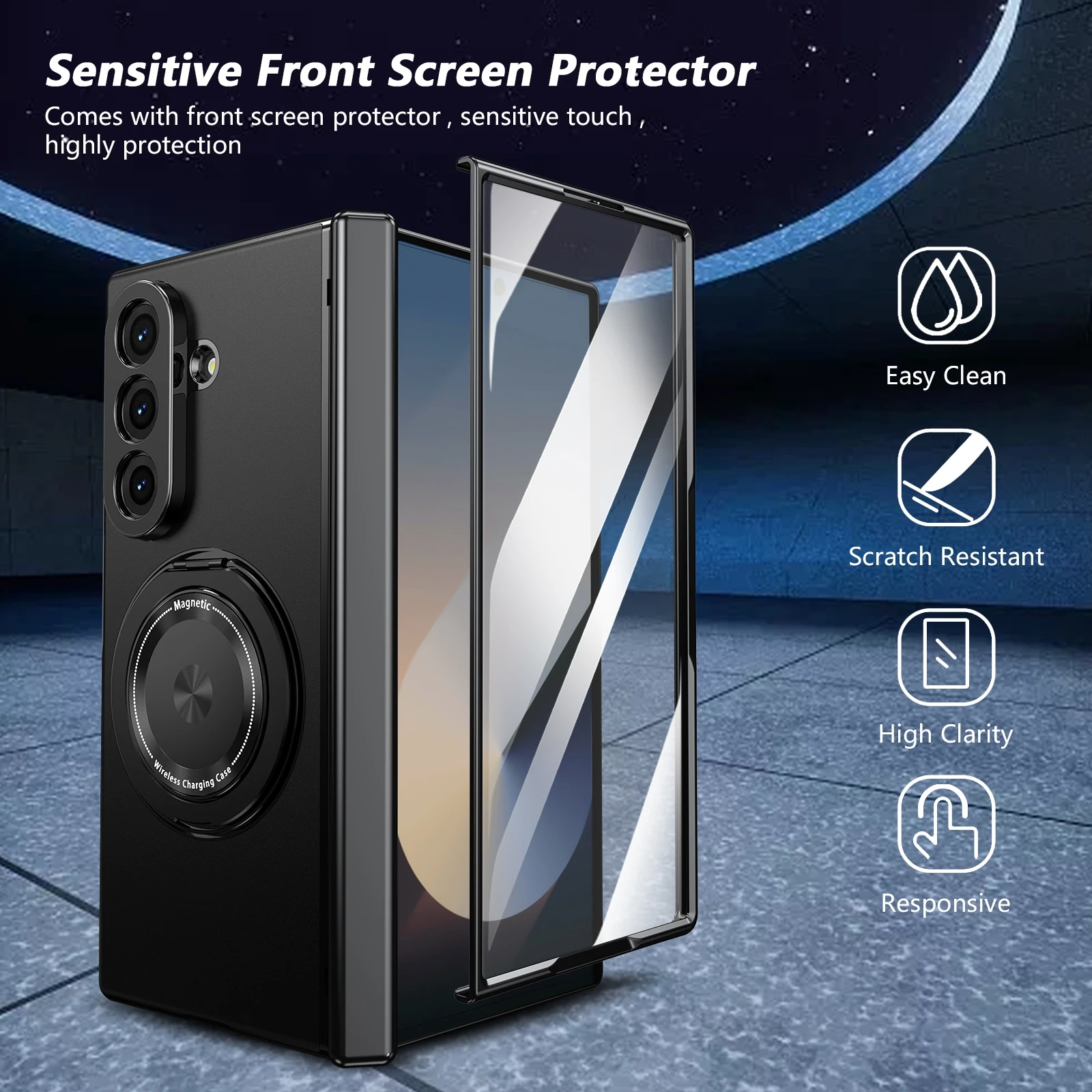 Full-Body Case with Built-in Screen Protector and Rotating Magnetic Kickstand