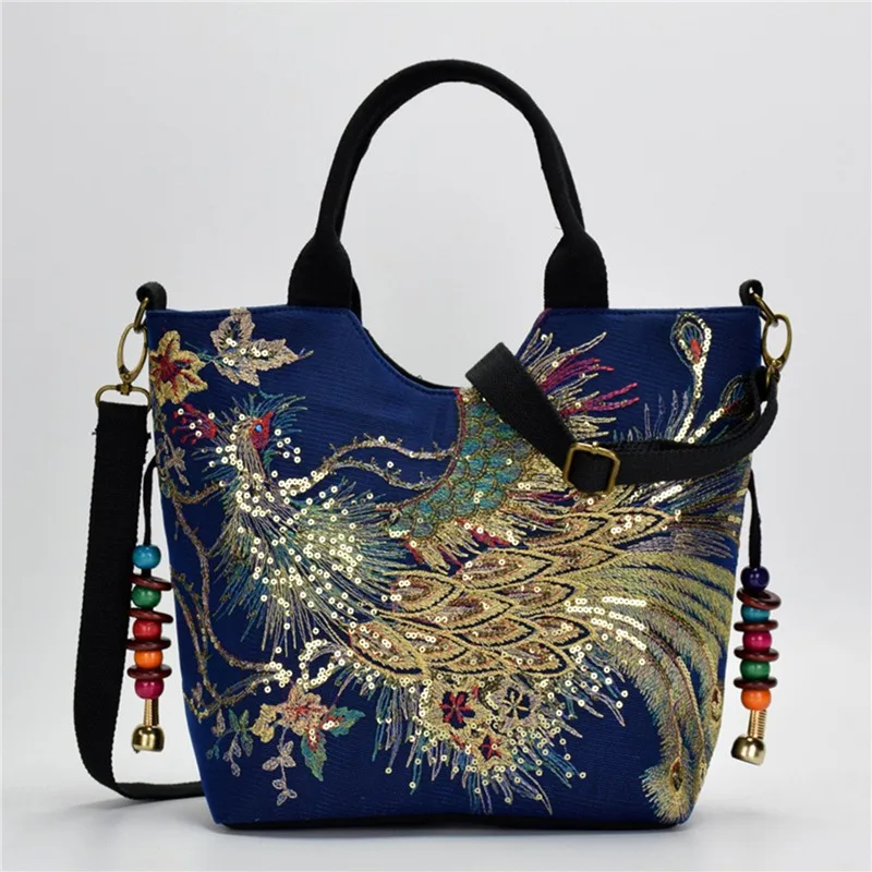 

Embroidery Bag Canvas Embroidery Women's Shoulder National Portable Summer Ladies Diagonal Bag 2 Styles