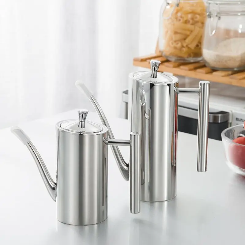Stainless Steel Oil Jug Sauce Vinegar Drip-proof Dust Box Organizer Kitchen Tools Coffee Pot stainless steel oil pot