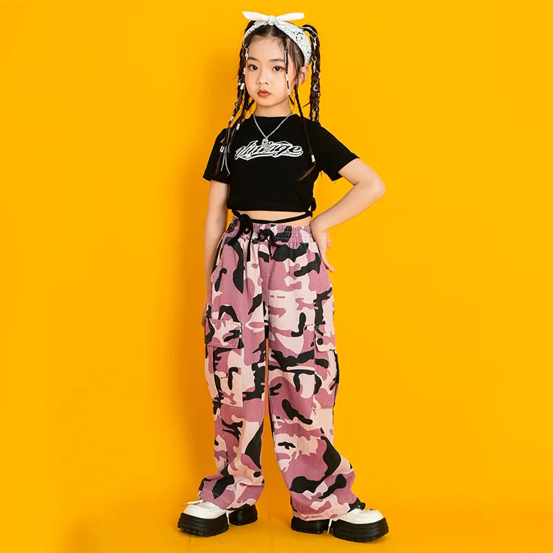 Children 'S Day Jazz Dance Costumes Girls Summer Crop Tops Camouflage Pants Outfit Hip Hop Dance Costumes Stage Performance Wear