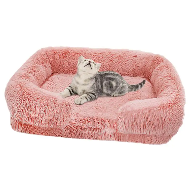 

Fluffy Dog Bed Calming Cat Nest Orthopedic Pet Sofa Bed Couch Pet Bed With Removable Washable Cover dog sleeping accessories