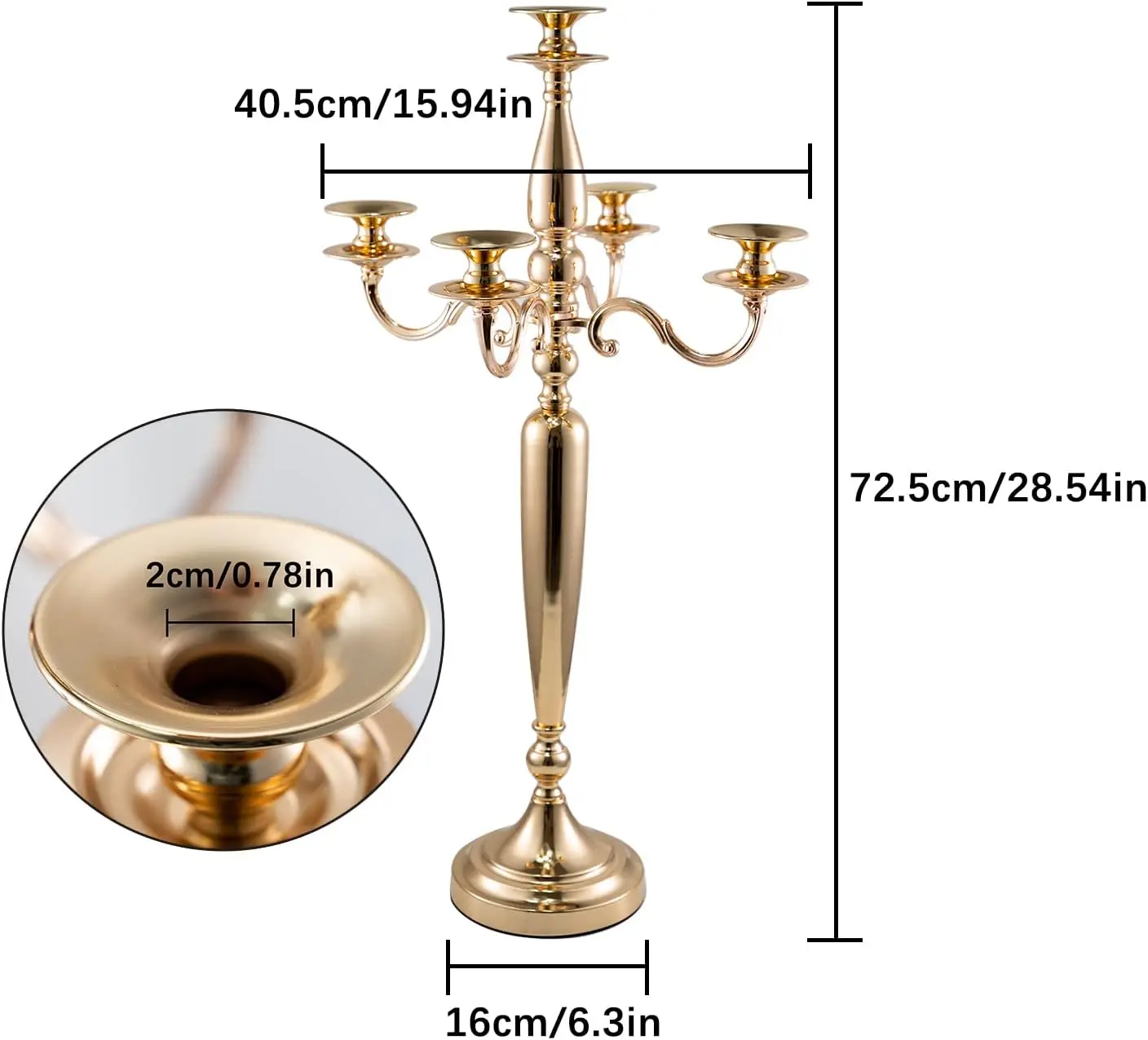 28-Inch Gold 5-Arm Candelabra (Set of 4) 3