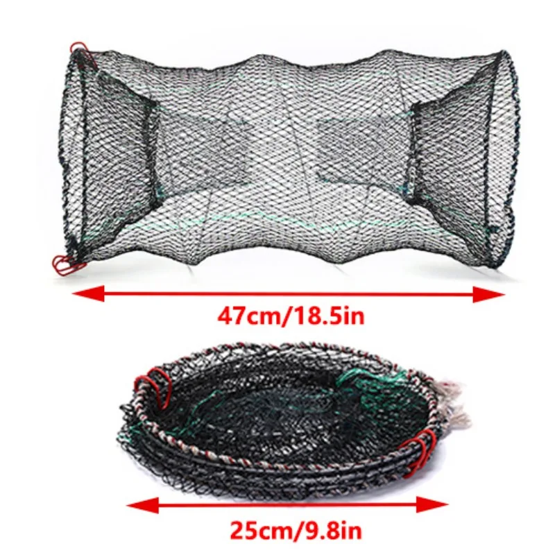 1 stücke Frühling Faltbare Fisch Falle Verzinktem Stahl & PE Angeln Krabben Net Faltbare Tragbare Fischernetz Outdoor angeln käfig – Detail 7