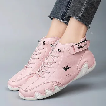 أحذية نسائية برباط، نعل مخيط عصري، علوي متين، مريح، مسامي، متين، أحذية مسطحة للتدريب على ركوب الدراجات في الهواء الطلق 2